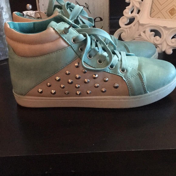 Shoes - Mint green&light grey shoes with stones